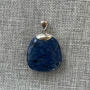 Blue and Black Composite Stone Pendant with 925 Sterling Silver Bail